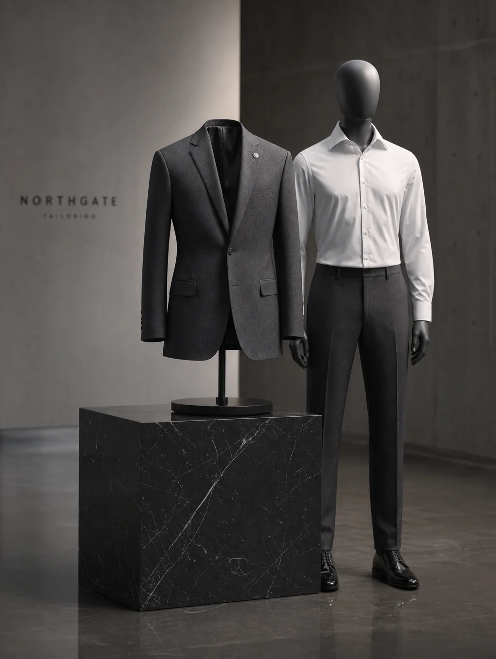 Essential Tailoring ensemble featuring sharp modern cuts