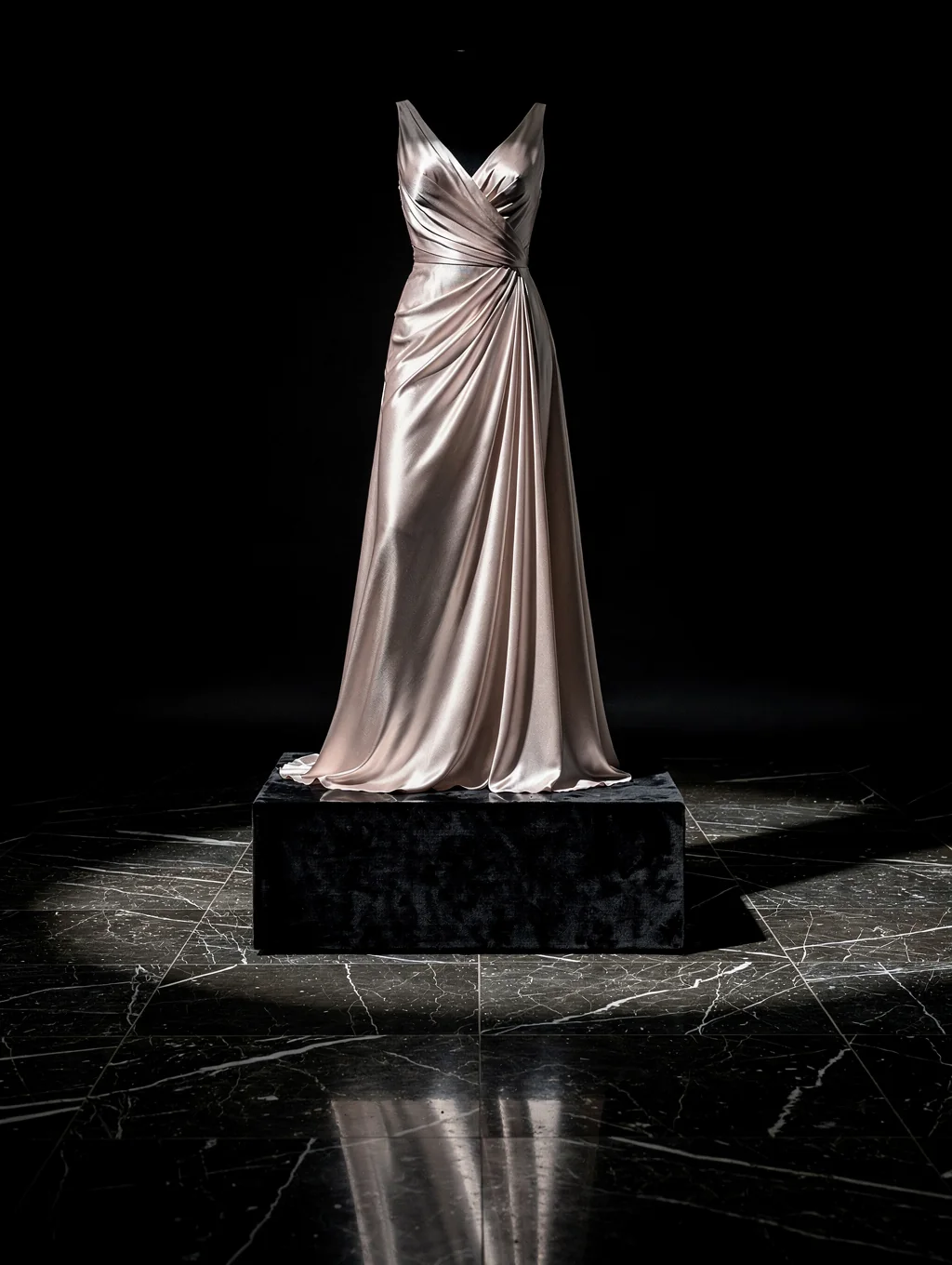 Fluid Silk Suite contemporary evening gown with elegant drape